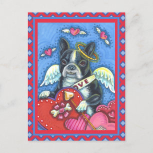 WHIMSICAL BOSTON TERRIER CUPID, CUTE DOG VALENTIJN FEESTDAGENKAART