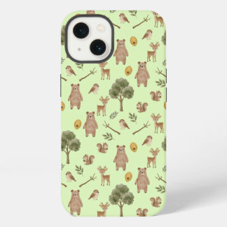 Whimsical Bosvrienden Waterverf Patroon iPhone 13 Hoesje