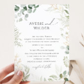 Whimsical Botanical and Gold Traditional Wedding Kaart