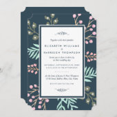 Whimsical Botanical Berry Wedding Kaart (Voorkant / Achterkant)