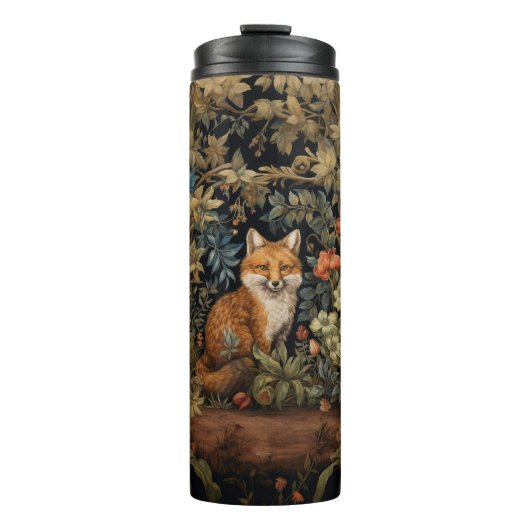 Whimsical Botanical Fox in het bos Art Nouveau Thermosbeker (Voorkant)