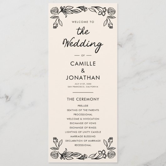 Whimsical Botanical Wedding Program Programma (Voorkant)
