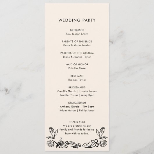 Whimsical Botanical Wedding Program Programma (Achterkant)