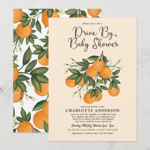 Whimsical Botanische Citrus Drive By Baby Shower Kaart