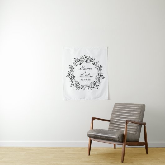 Whimsical Botanische krans Bruiloft Vloer Decal Wandkleed (In situ)