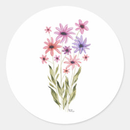 Whimsical Bouquet of Flowers Photo Print Ronde Sticker