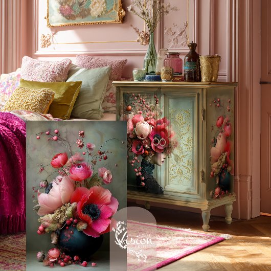 Whimsical Bouquet Vibrant Pink Floral Tissuepapier