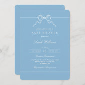 Whimsical Bow Baby Shower Boy invitation Kaart (Voorkant / Achterkant)