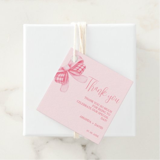 Whimsical Bow Bruiloft Vrijgezellenfeest Dank u Bedankjes Labels (In situ)