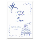 Whimsical Bow Champagne Tower Tafelnummer (Voorkant)