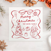 Whimsical Bow Christmas Party Napkin Servet