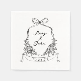 Whimsical Bow Crest bruiloft servetten