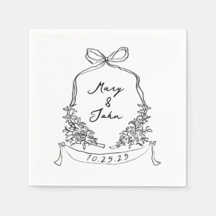 Whimsical Bow Crest bruiloft servetten