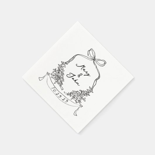 Whimsical Bow Crest bruiloft servetten (Hoek)