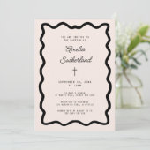 Whimsical Bow cursive border baptism Kaart (Staand voorkant)