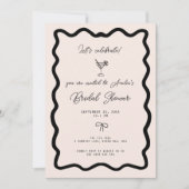 Whimsical Bow cursive border martini bridal shower Kaart (Voorkant)