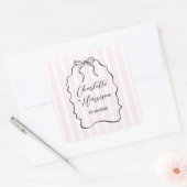 Whimsical Bow Doodle Pinstripe Vierkante Sticker (Envelop)