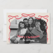 Whimsical Bow Familiefoto Kerstmis Feestdagenkaart (Voorkant)