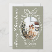 Whimsical Bow Hand getrokken Doodle Foto Kerstmis Feestdagenkaart (Voorkant)
