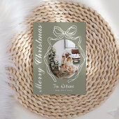 Whimsical Bow Hand getrokken Doodle Foto Kerstmis Feestdagenkaart