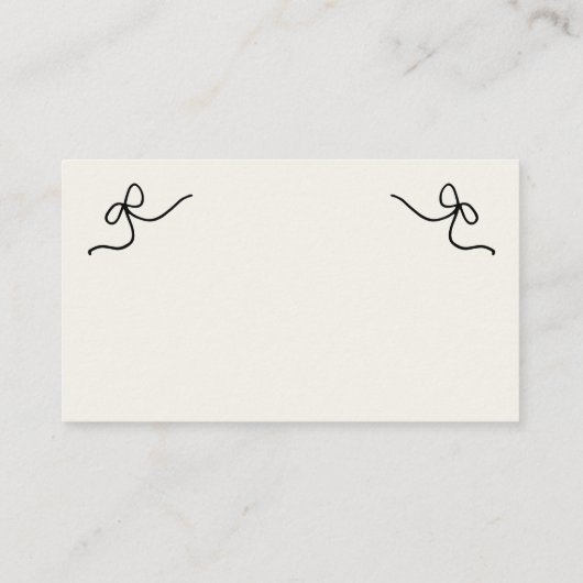 Whimsical Bow Hand getrokken Franse bruiloft platt Plaatskaartje (Achterkant)