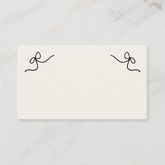 Whimsical Bow Hand getrokken Franse bruiloft platt Plaatskaartje (Voorkant)