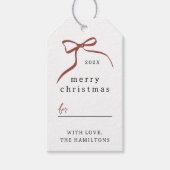 Whimsical Bow Hand getrokken lint Vrolijk kerstfee Cadeaulabel (Voorkant)