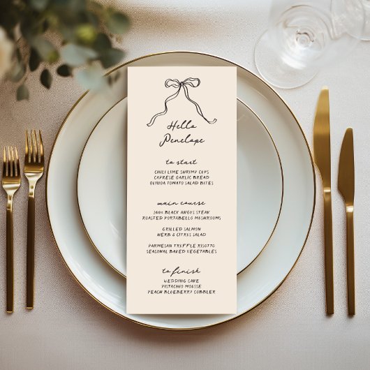Whimsical Bow  Handgeschreven Menu