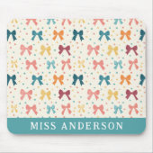 Whimsical Bow Pattern Rainbow Ribbons Aangepaste n Muismat (Voorkant)