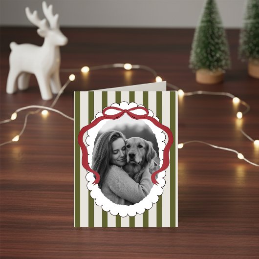 Whimsical Bow Pet Kerstfoto Gevouwen Kaart