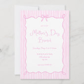 Whimsical Bow Pink Mère's Day Invitation Brunch (Devant)