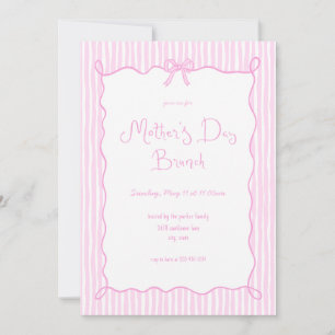 Whimsical Bow Pink Mère's Day Invitation Brunch