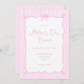 Whimsical Bow Roze Moederdag Brunch Uitnodiging (Voorkant / Achterkant)