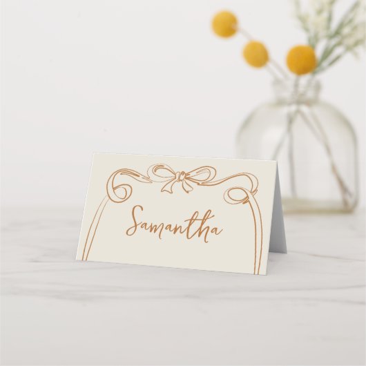Whimsical Bow Thanksgiving Place Cards (Voorkant)