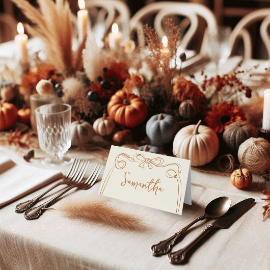 Whimsical Bow Thanksgiving Place Cards