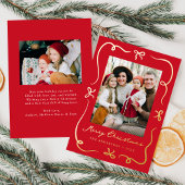 Whimsical Bows Red 2 Foto Folie Feestdagenkaart