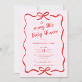 Whimsical bows red pink Merry little baby shower Kaart (Voorkant)
