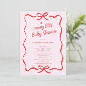 Whimsical bows red pink Merry little baby shower Kaart (Staand voorkant)