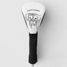 Whimsical Boxer: bewerkbare tekstregel Golfheadcover