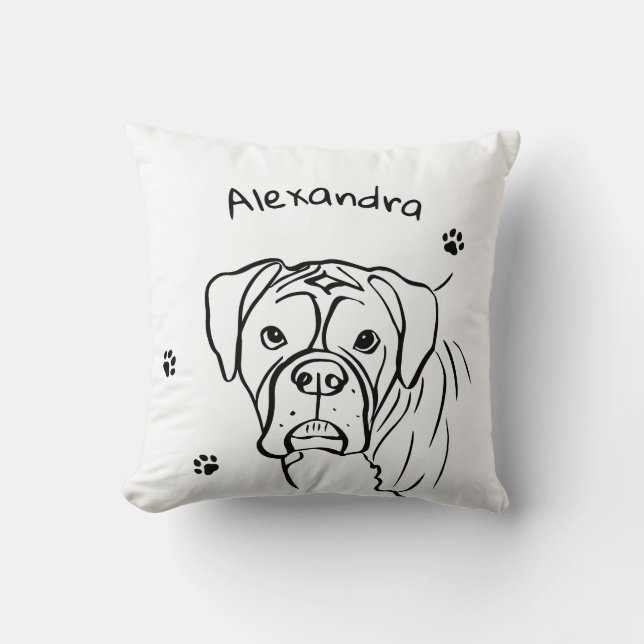 Whimsical Boxer: bewerkbare tekstregel Kussen (Voorkant)