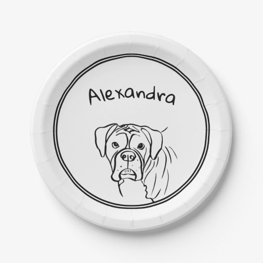 Whimsical Boxer: bewerkbare tekstregel Papieren Bordje (Voorkant)