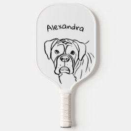 Whimsical Boxer: bewerkbare tekstregel Pickleball Paddle
