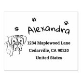 Whimsical Boxer: bewerkbare tekstregel Rubberstempel (Afrduk)