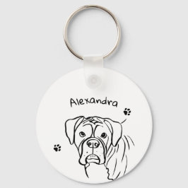 Whimsical Boxer: bewerkbare tekstregel Sleutelhanger