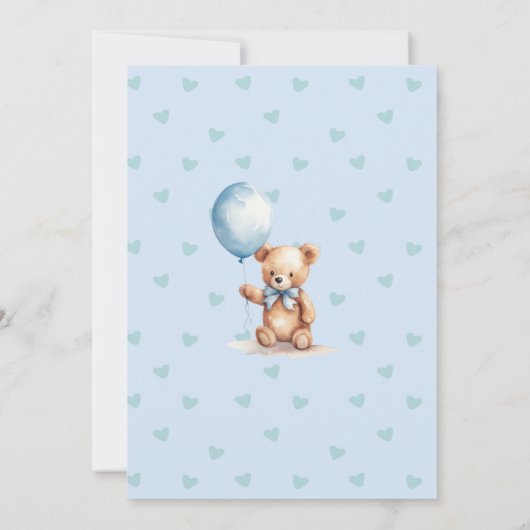 Whimsical Boy Teddy Bear Baby shower Uitnodiging (Achterkant)