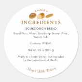 Whimsical Bread Home Bakery Ingredient Ronde Sticker (Voorkant)