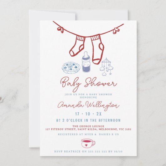 Whimsical Brewing Coffee Hand Drawn Baby shower Kaart (Voorkant)