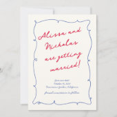 Whimsical Bright Fun Monogram Script Bruiloft Save The Date (Voorkant)