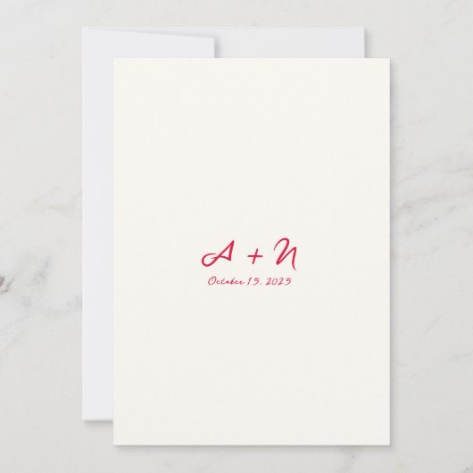 Whimsical Bright Fun Monogram Script Bruiloft Save The Date (Achterkant)