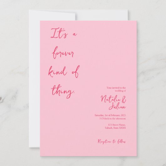 Whimsical Bright Pink bruiloft uitnodiging (Voorkant)